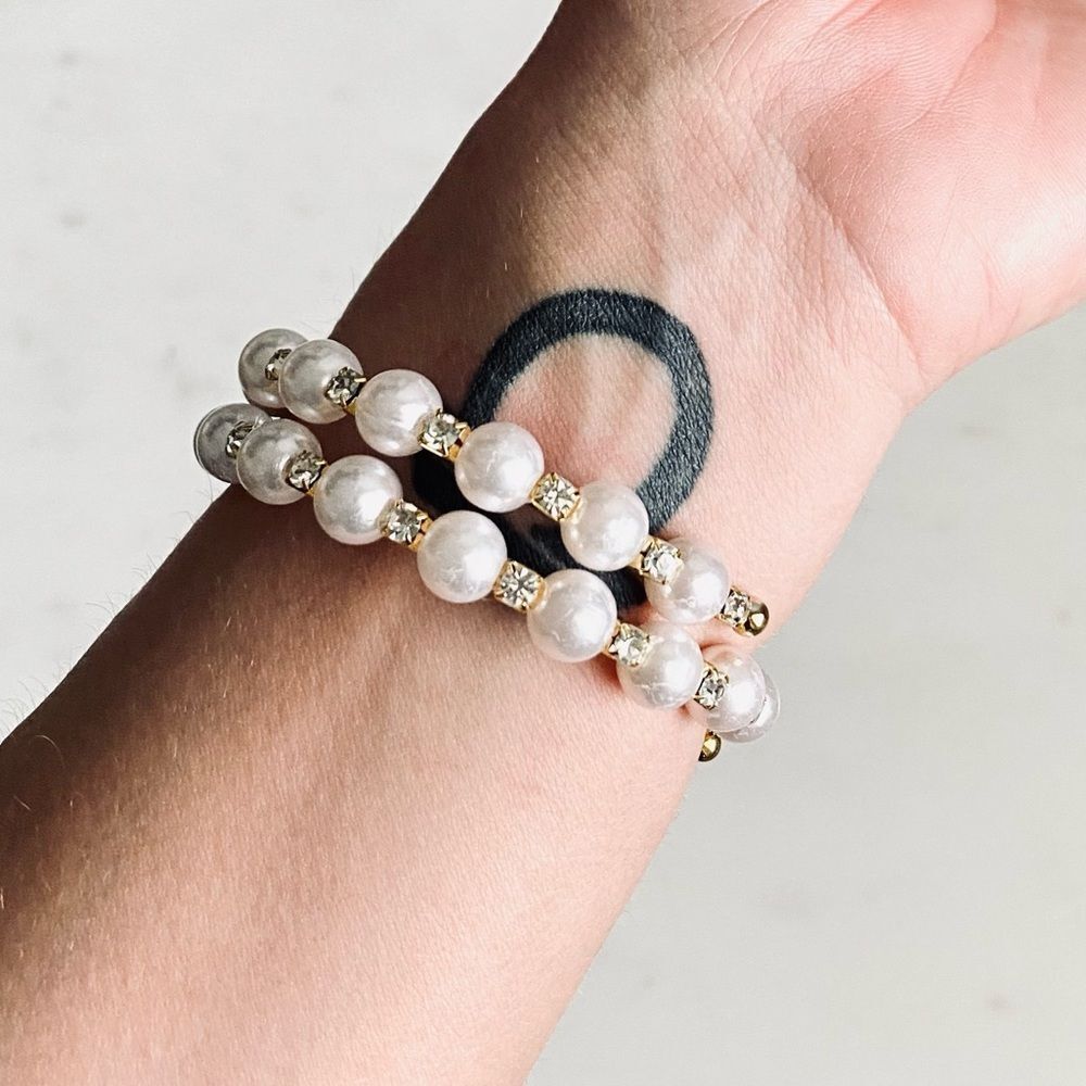 Pearl Wrap Bracelet Gold Bangle CZ Women Jewelry Classic Dainty Minimalist Cuff